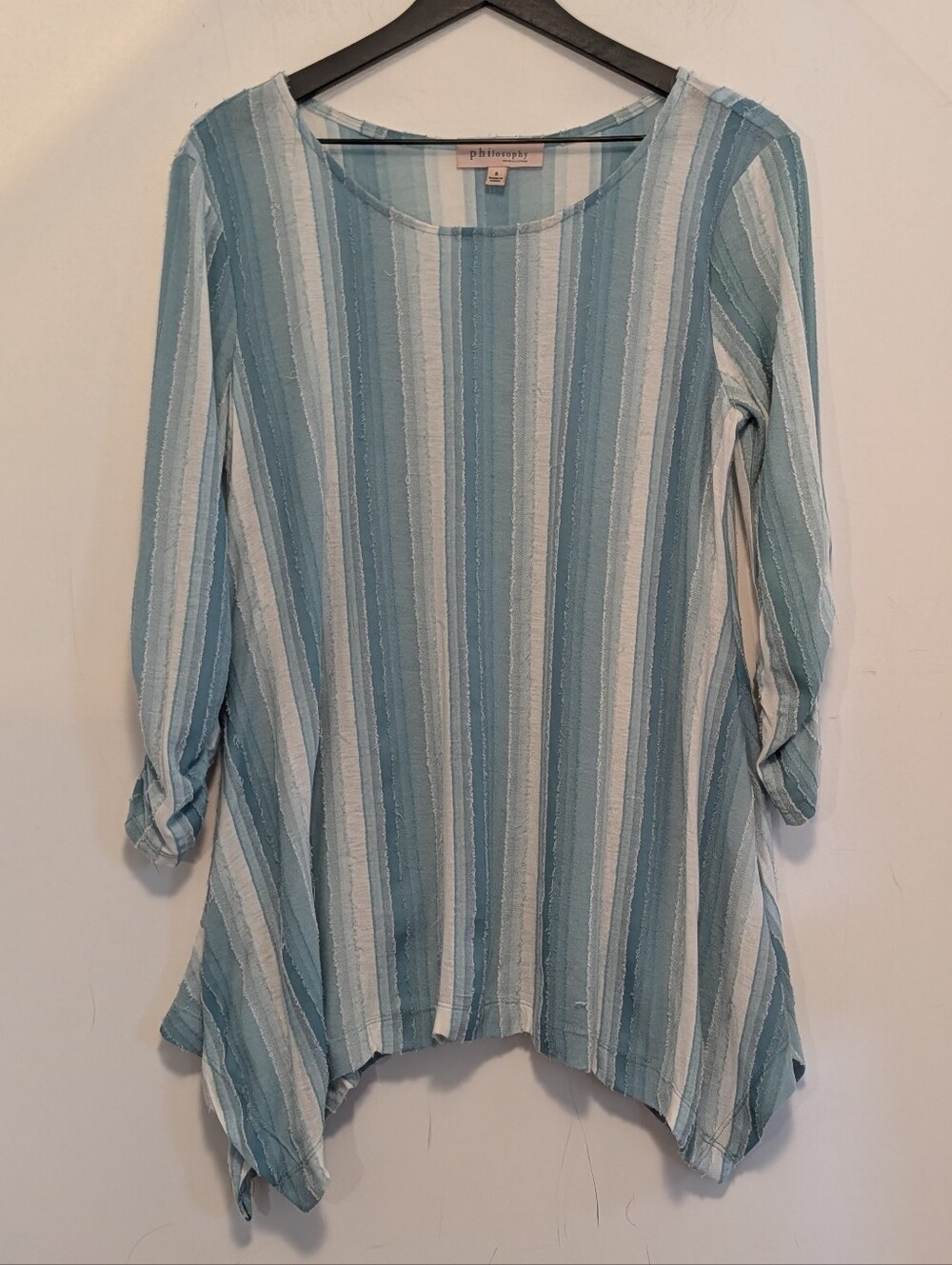 Philosophy Republic Clothing Beachy Stripe Tunic Top Small Rayon Artsy Blend